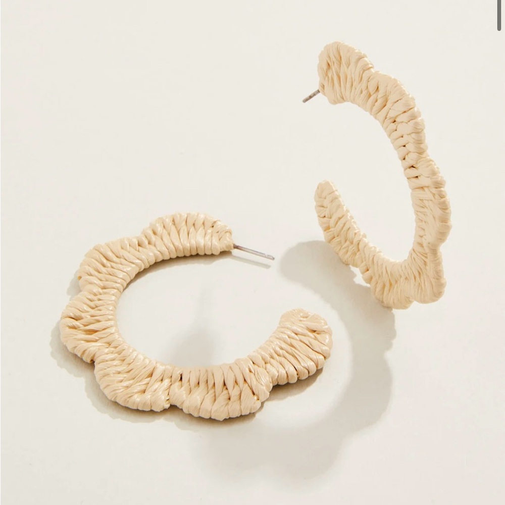 Spartina 449 Cream Textured Hoop Earrings
